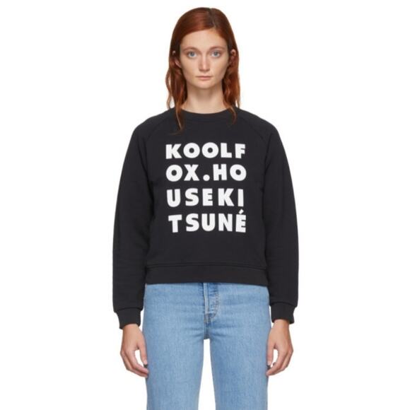 Maison Kitsune Women's Black Kool Fox Pullover Sweatshirt Small | FLAW - Picture 12 of 12